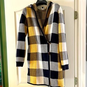 CAbi Hooded Cardigan in Buffalo Plaid Size XS